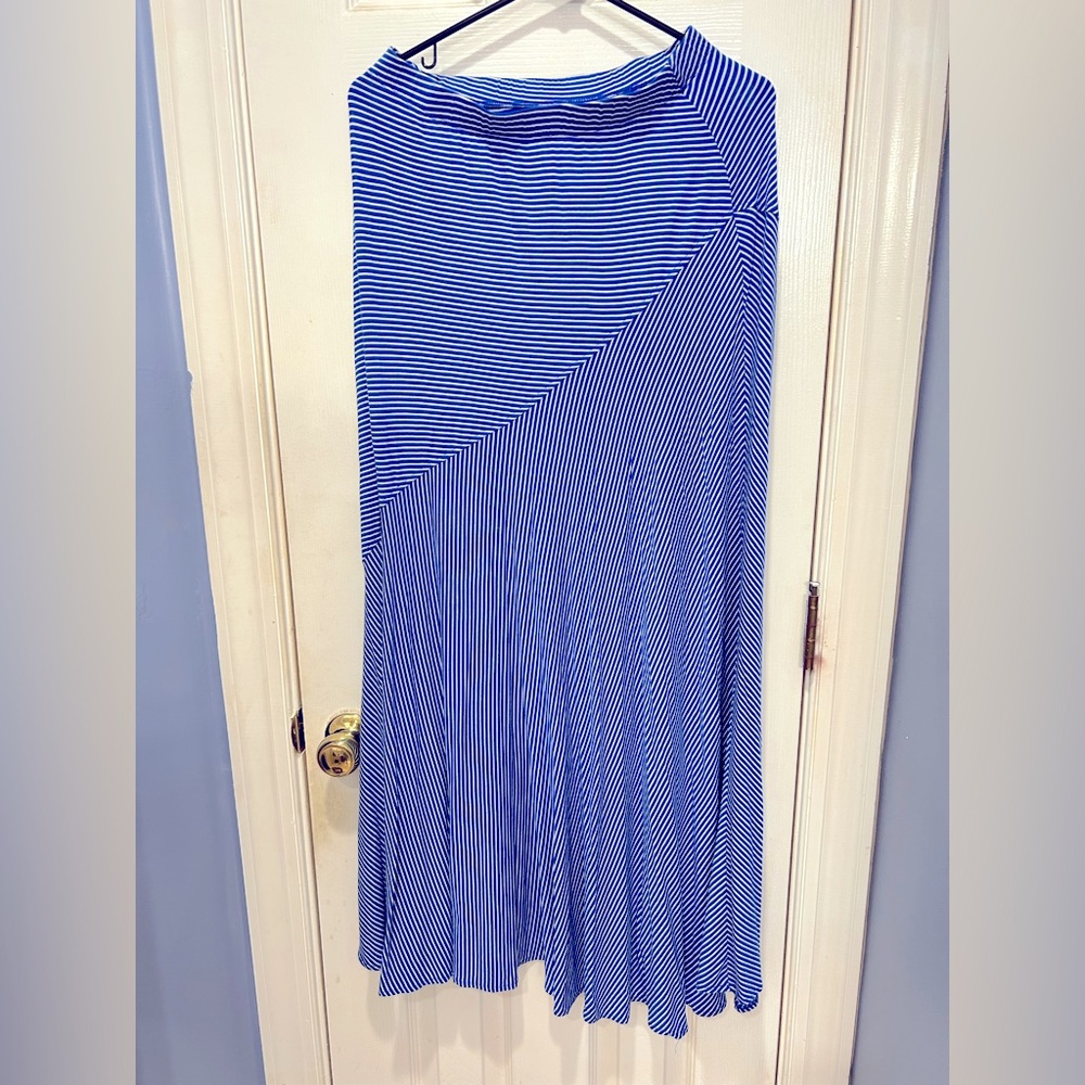 Chico’s maxi skirt ; blue and white striped; Chico’s size 0